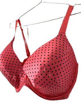 Cacique Demi Bra 42F Hot Pink Polka Dot
